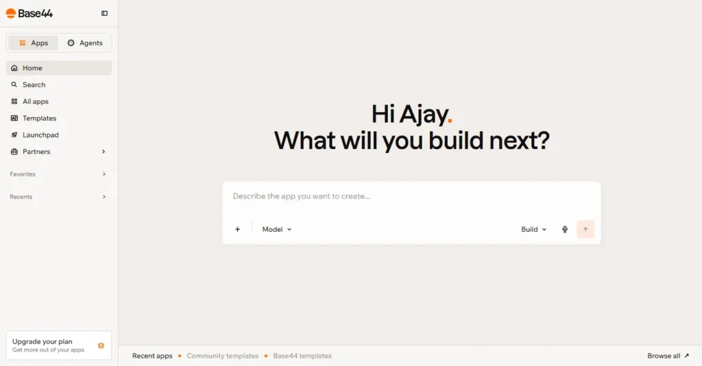 Base44 Dashboard Screenshot