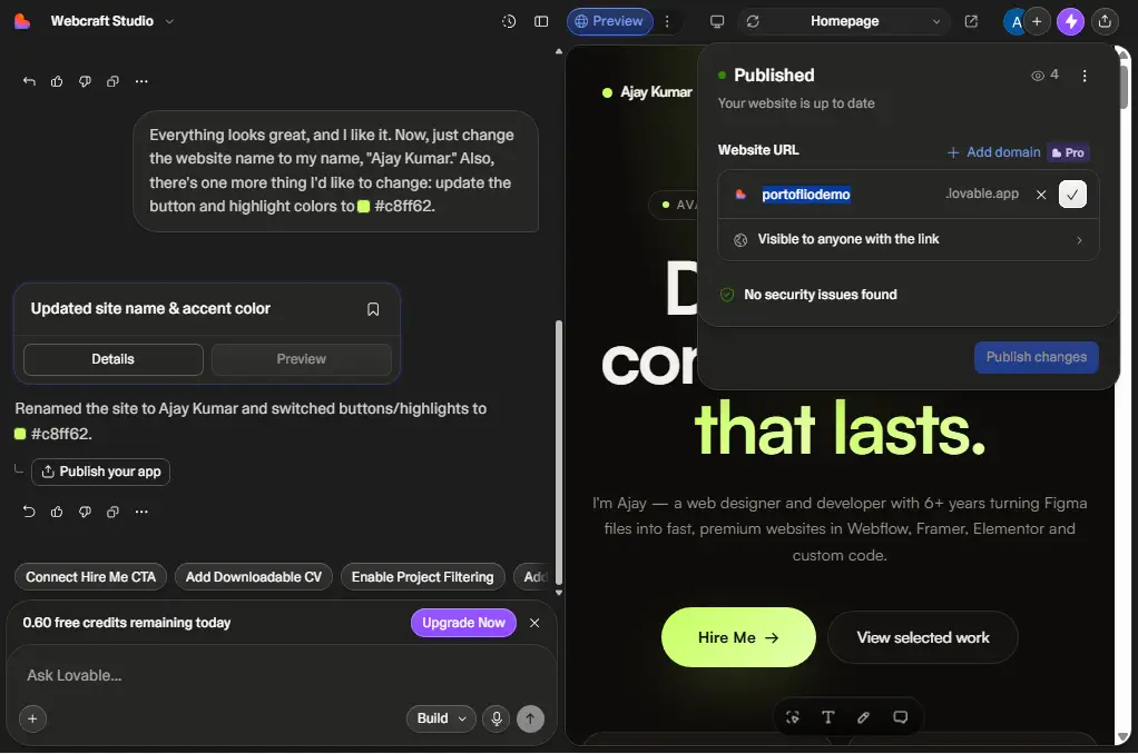 How to Create a Portfolio Website using Loveable AI